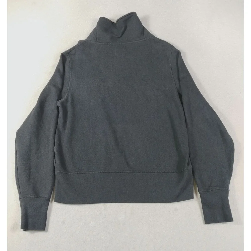 Billy Reid Sweatshirt Mens Large Gray Fleece Mock Neck Pullover Elbow Patch